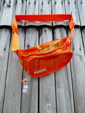 Orange Dunkin Donuts festival friendly fanny pack bag & keychain doughnut charms